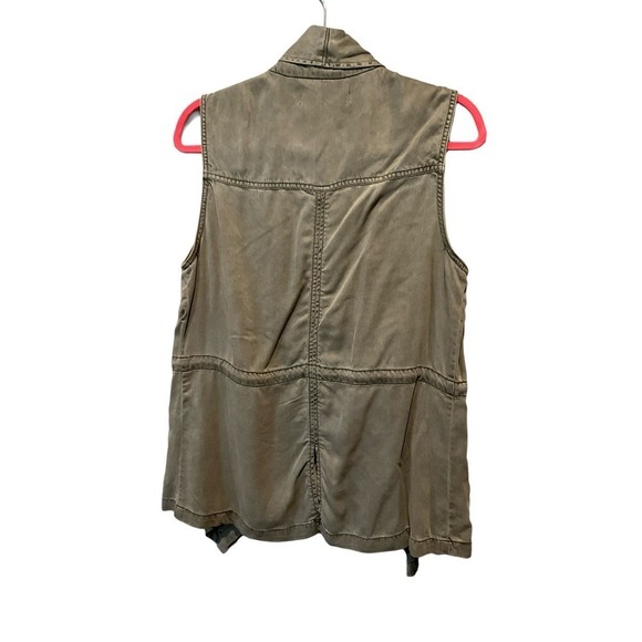 Kenneth Cole Utility Vest Women's Size M Green Sleeveless Open Front 100% Tencel - Picture 2 of 5